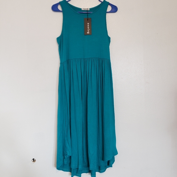 Beyove Dresses Nwt Teal Green Empire Waist Dress Poshmark